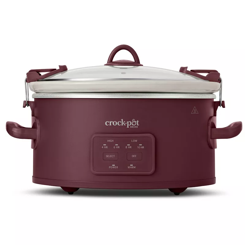 Cook & Carry Programmable Slow Cooker Ceramic Lambrusco Red: 3 Settings, Dishwasher-Safe Parts
