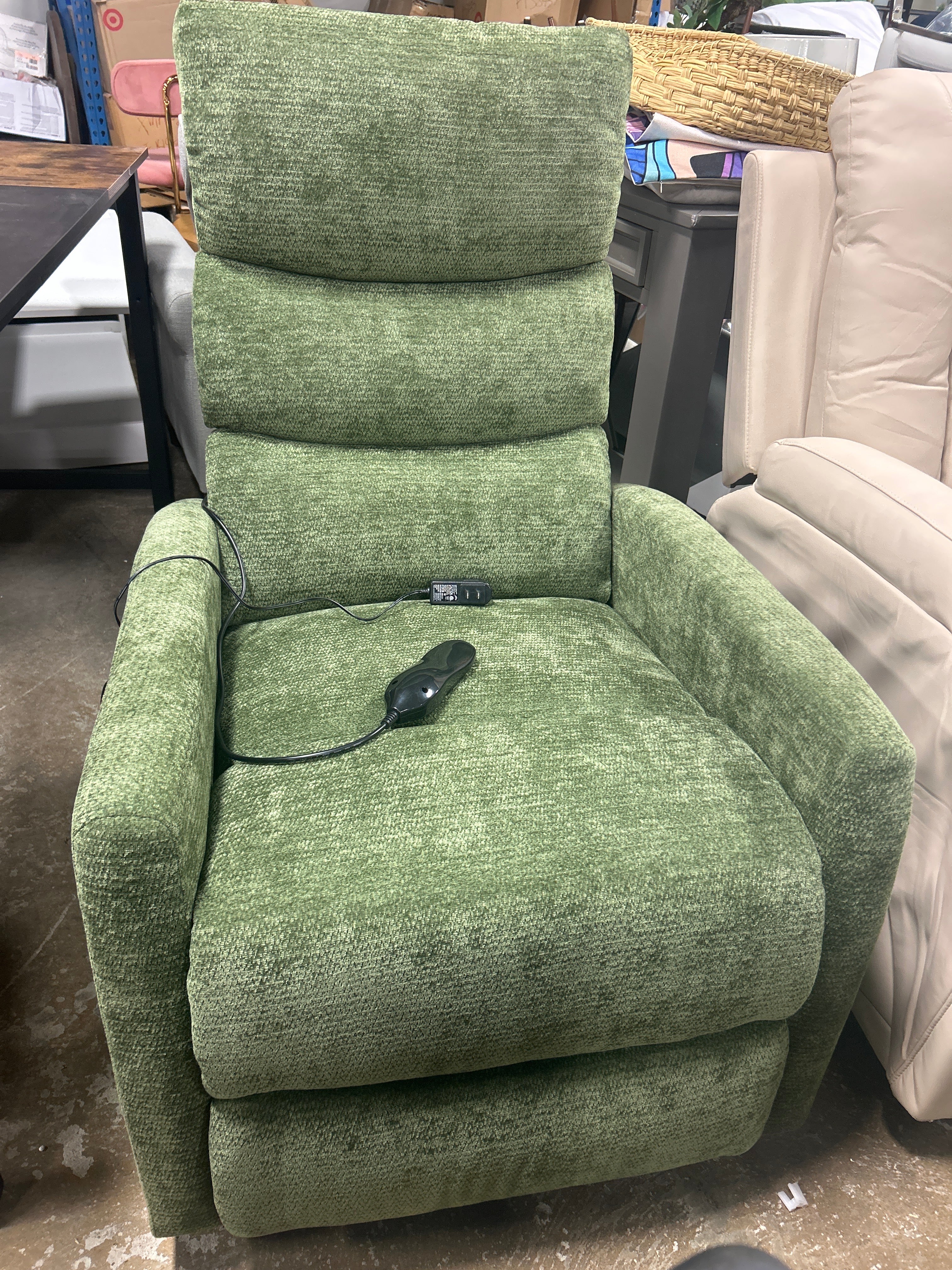 Coolbibila Green Chenille Manual Recliner Chair with Heat Massage Rocker and 360 Degree Swivel for Living Room SHOWROOM ITEM - Image 2