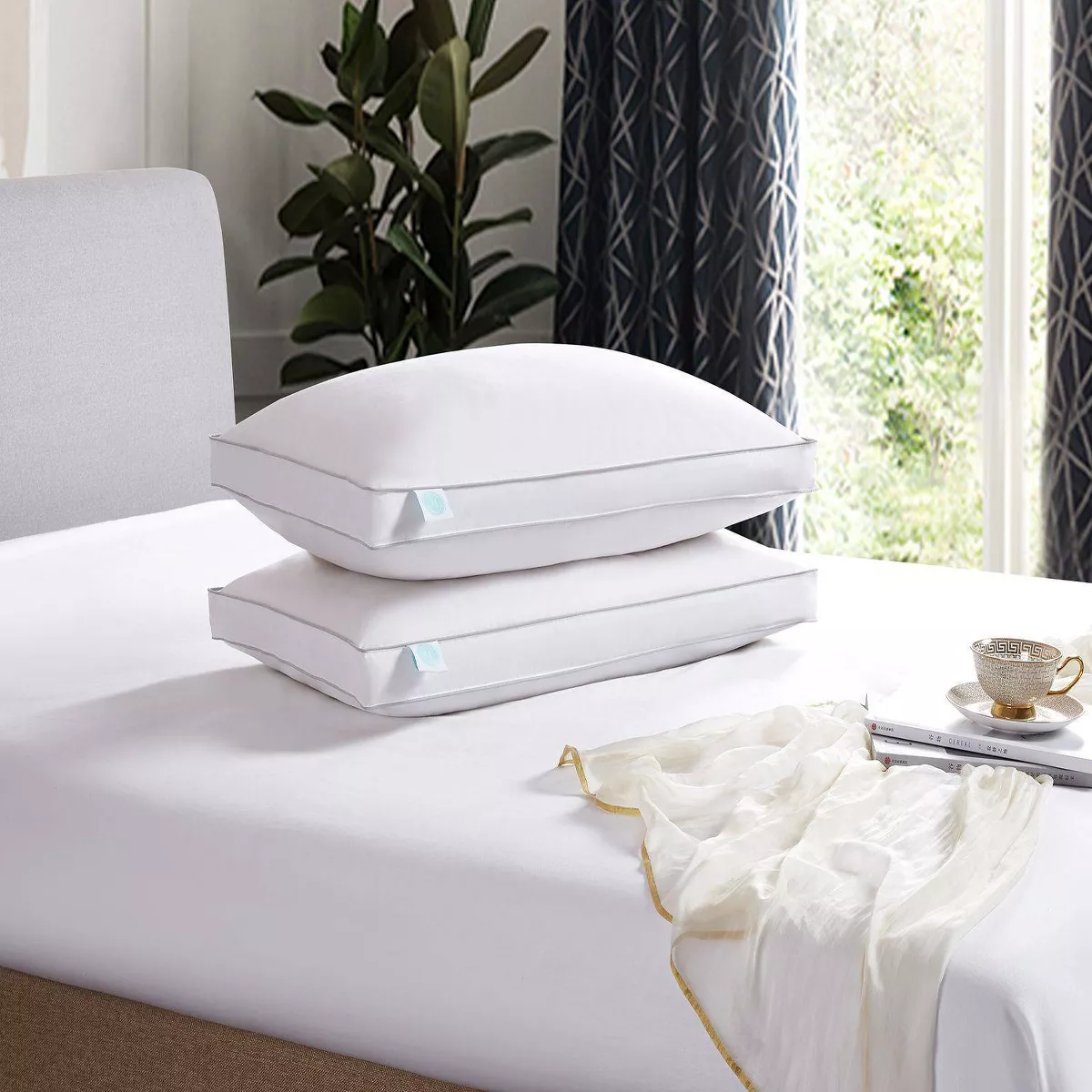 1-Piece Standard Feather & Down Bed Pillow White