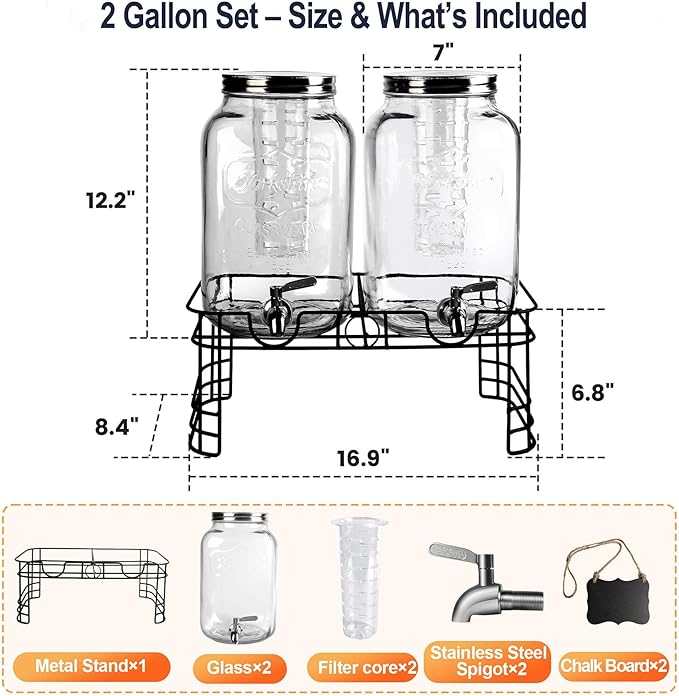 2 Pack Beverage Dispensers with Stand - Image 5