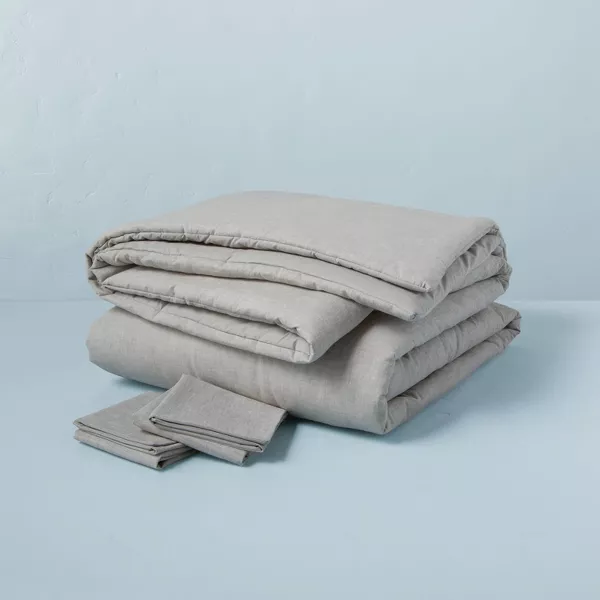 3pc Linen Blend Comforter Set Jet Gray - Full/Queen - Image 3