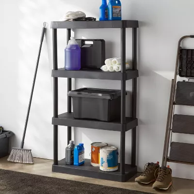 4 Tier Plastic Shelf Unit Black - Brightroom™: Utility Storage Shelves, 55.8" Height, 70 lbs Capacity, Freestanding, Final Cut - Image 2