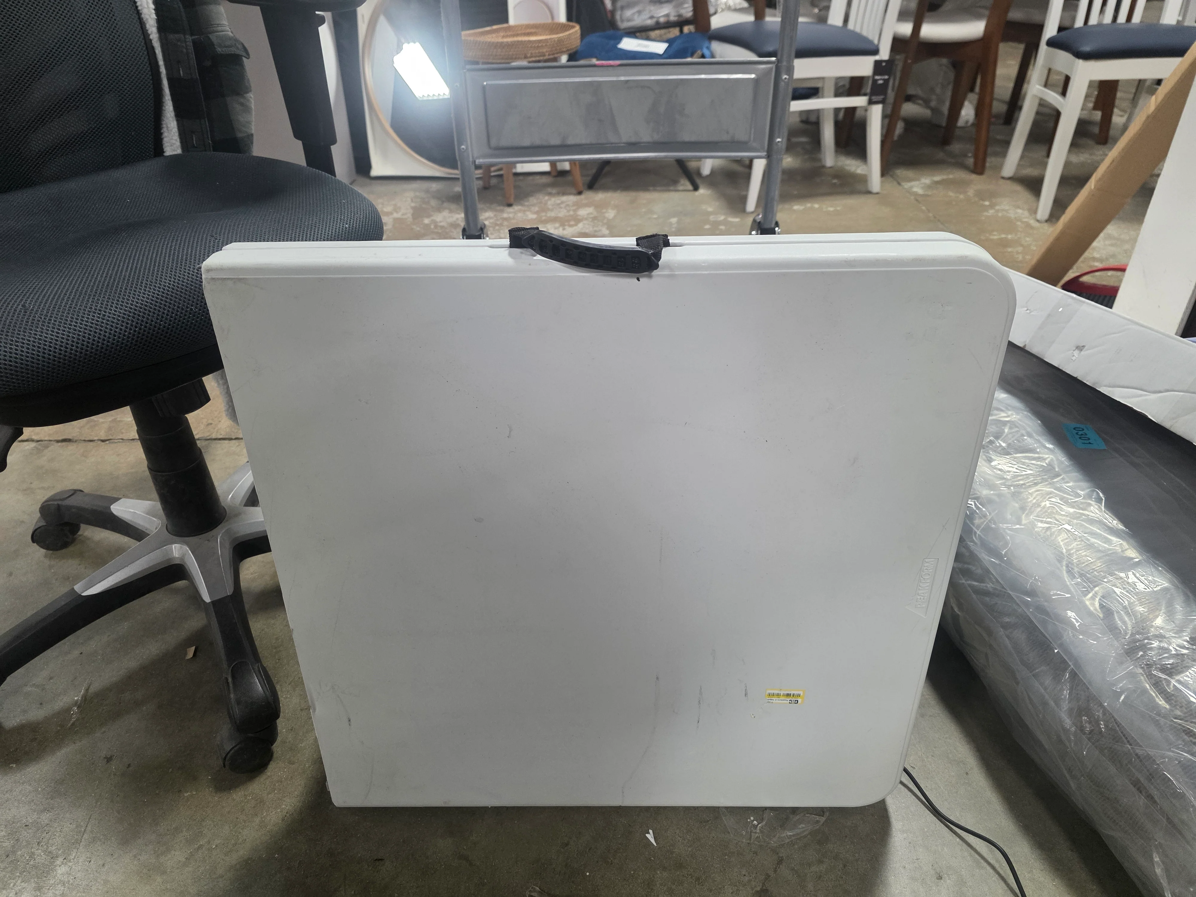 Adjustable Height Folding Table Off-White - Image 7