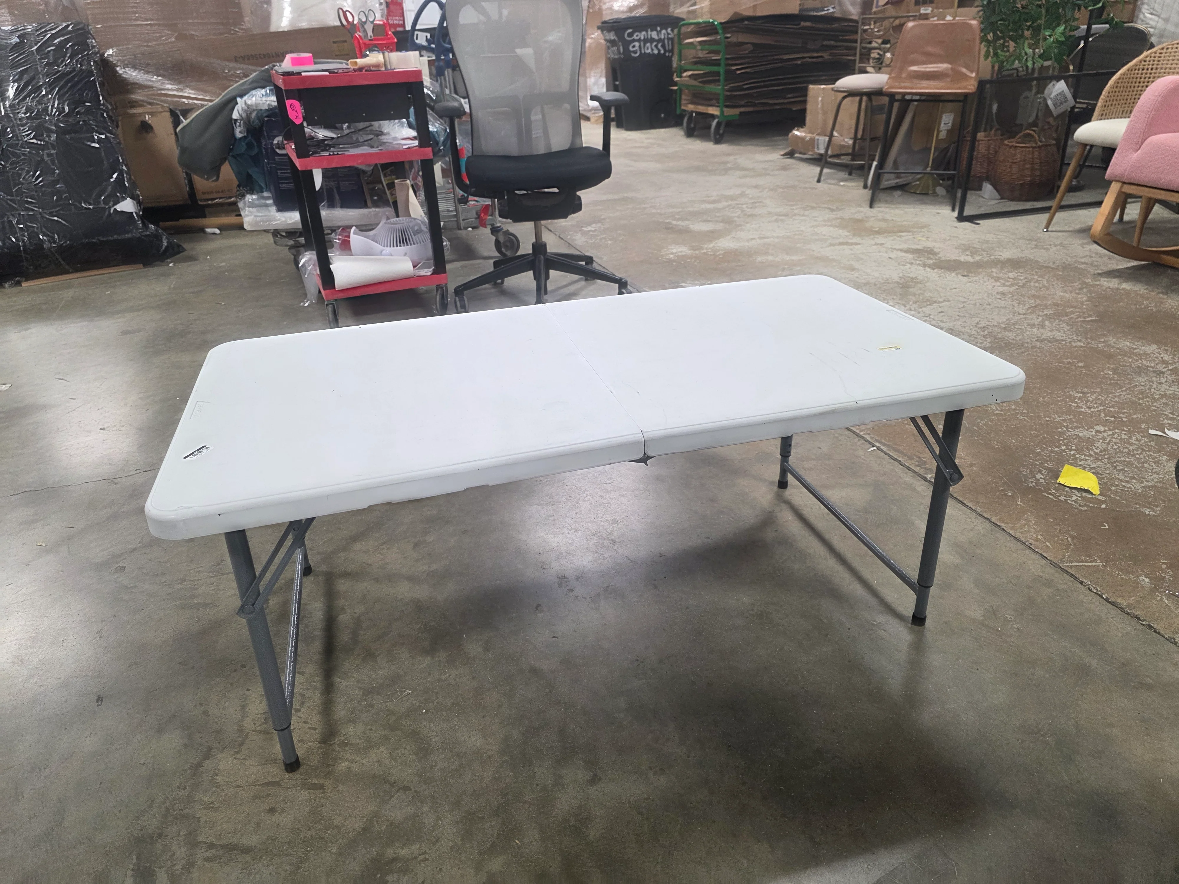 Adjustable Height Folding Table Off-White - Image 8