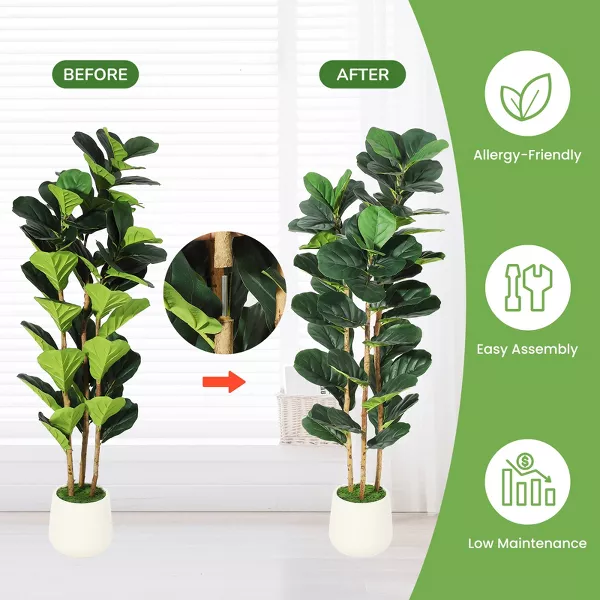 Artificial Fiddle Leaf Fig Tree with White Planter - Image 4