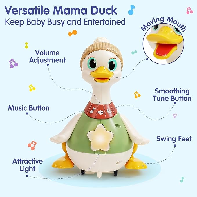 Baby Toys Musical Dancing Duck Toy Set with Mama and Babys Tummy Time Toys - Image 2