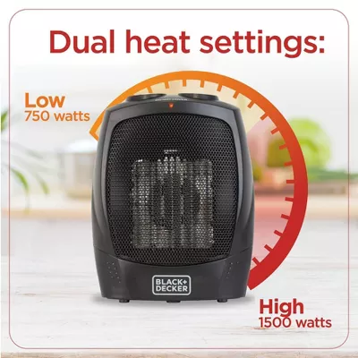 BLACK+DECKER Personal Ceramic Indoor Heater Black, Final Cut - Image 2