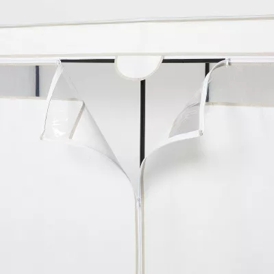 Covered Storage Closet White - Portable Garment Rack - Image 3