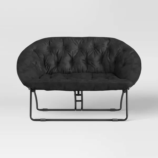 Double Dish Dorm Loveseat Sofa Chair Black - Image 2