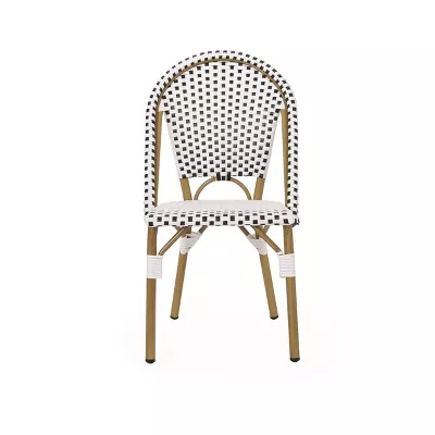 Elize 1-Piece Outdoor French Bistro Chairs: Rust-Resistant Aluminum & PE Rattan