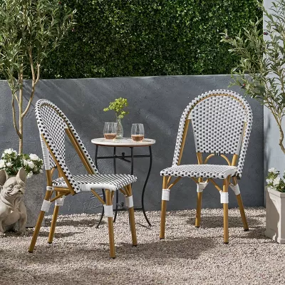 Elize 1-Piece Outdoor French Bistro Chairs: Rust-Resistant Aluminum & PE Rattan - Image 2