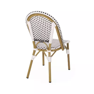 Elize 1-Piece Outdoor French Bistro Chairs: Rust-Resistant Aluminum & PE Rattan - Image 3