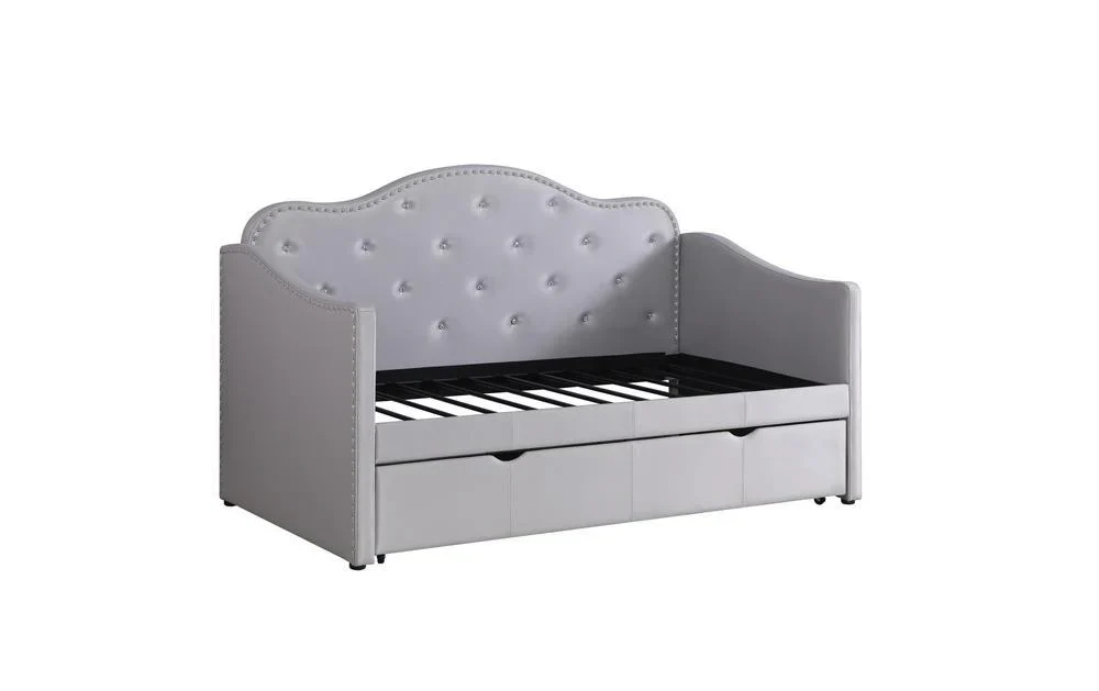 Elmore Upholstered Twin Daybed with Trundle Pearlescent Grey - Image 2
