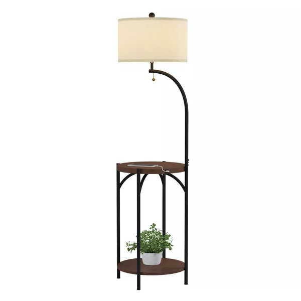 Floor Lamp End Table - Modern Rustic