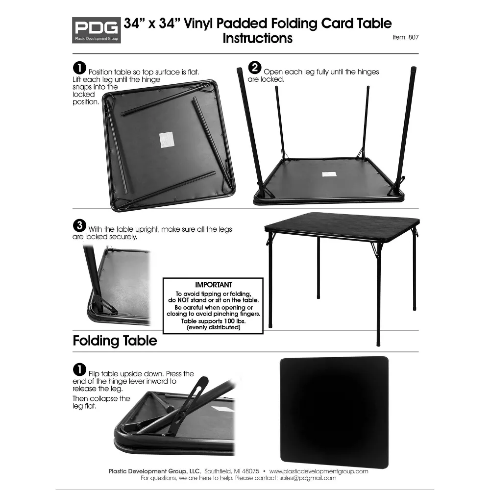 Folding Card Table Black - Image 2
