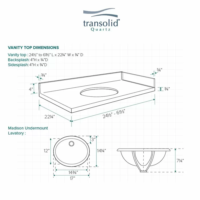 Madison Granite Single Bathroom Vanity Top with Sink - Image 2