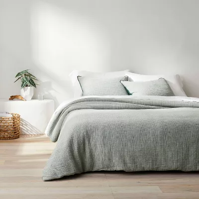 Textured Chambray Cotton Comforter & Sham Set - King/California King - Image 2