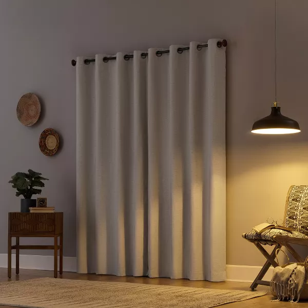 Total Blackout Textured Linen Blend Grommet Top Curtain Panel - Set of 2 - Image 2