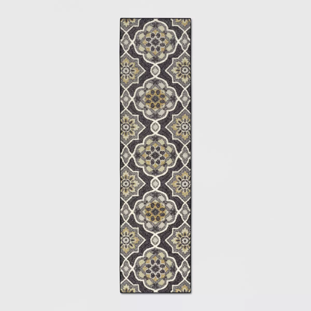 Washable Rowena Rug Charcoal Gray 2'x7' Runner