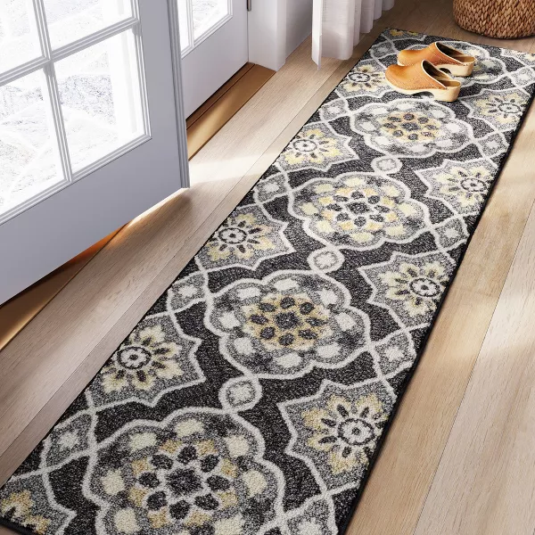 Washable Rowena Rug Charcoal Gray 2'x7' Runner - Image 2