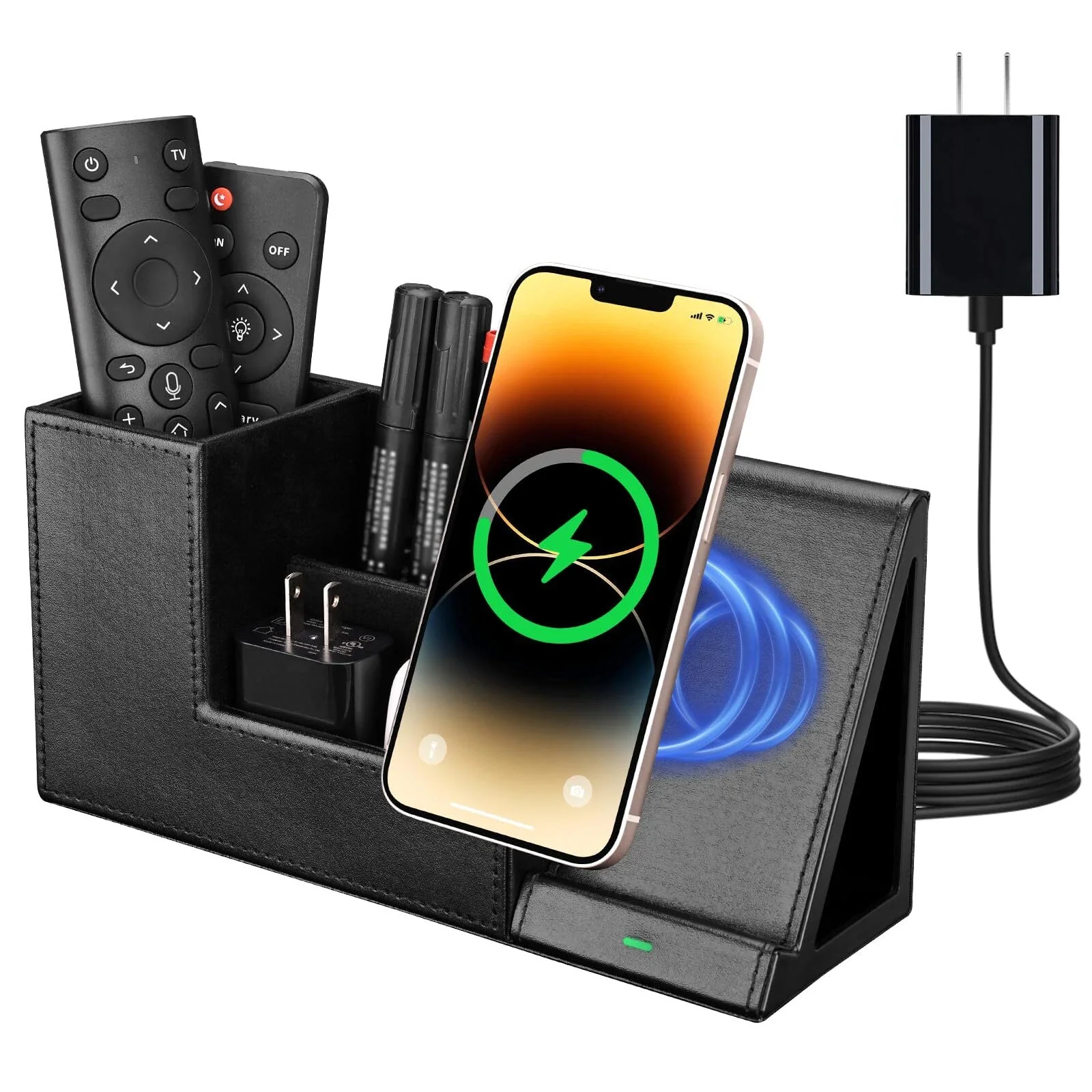 Wireless Charger with Desk Organizer, Fast Charging Station for iPhone 15 14