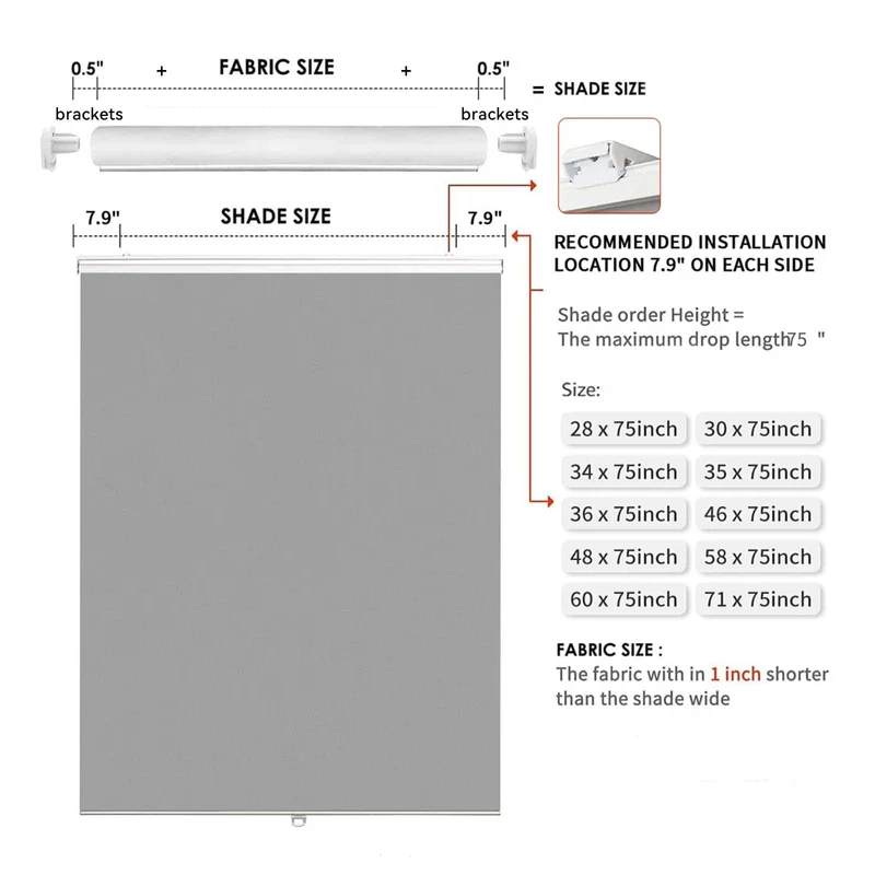 Cordless Roller Shades Blackout Blinds for Windows - Image 2