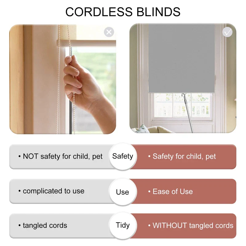 Cordless Roller Shades Blackout Blinds for Windows - Image 4