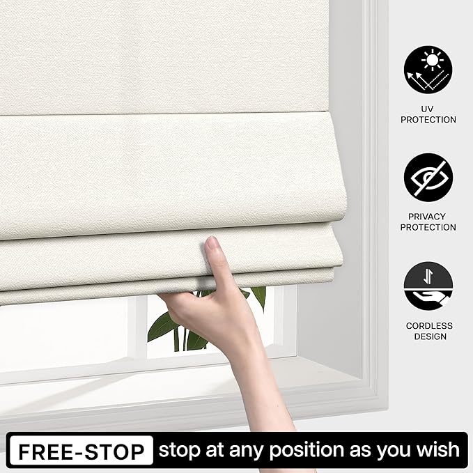 Cordless Roman Shades Light Filtering Thermal Insulated Window Blinds - Image 5