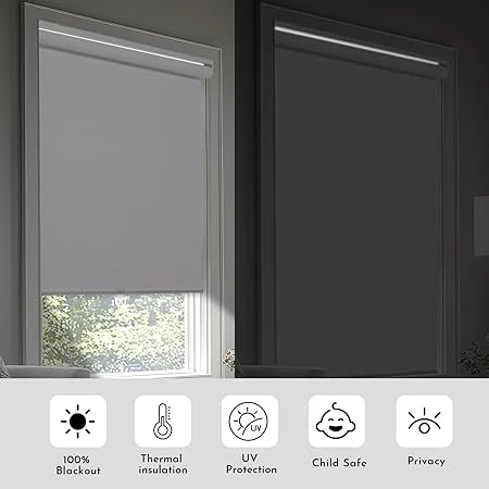 Cordless Window Shades Blinds 100% Blackout Roller Window Shades UV Protection - Image 2