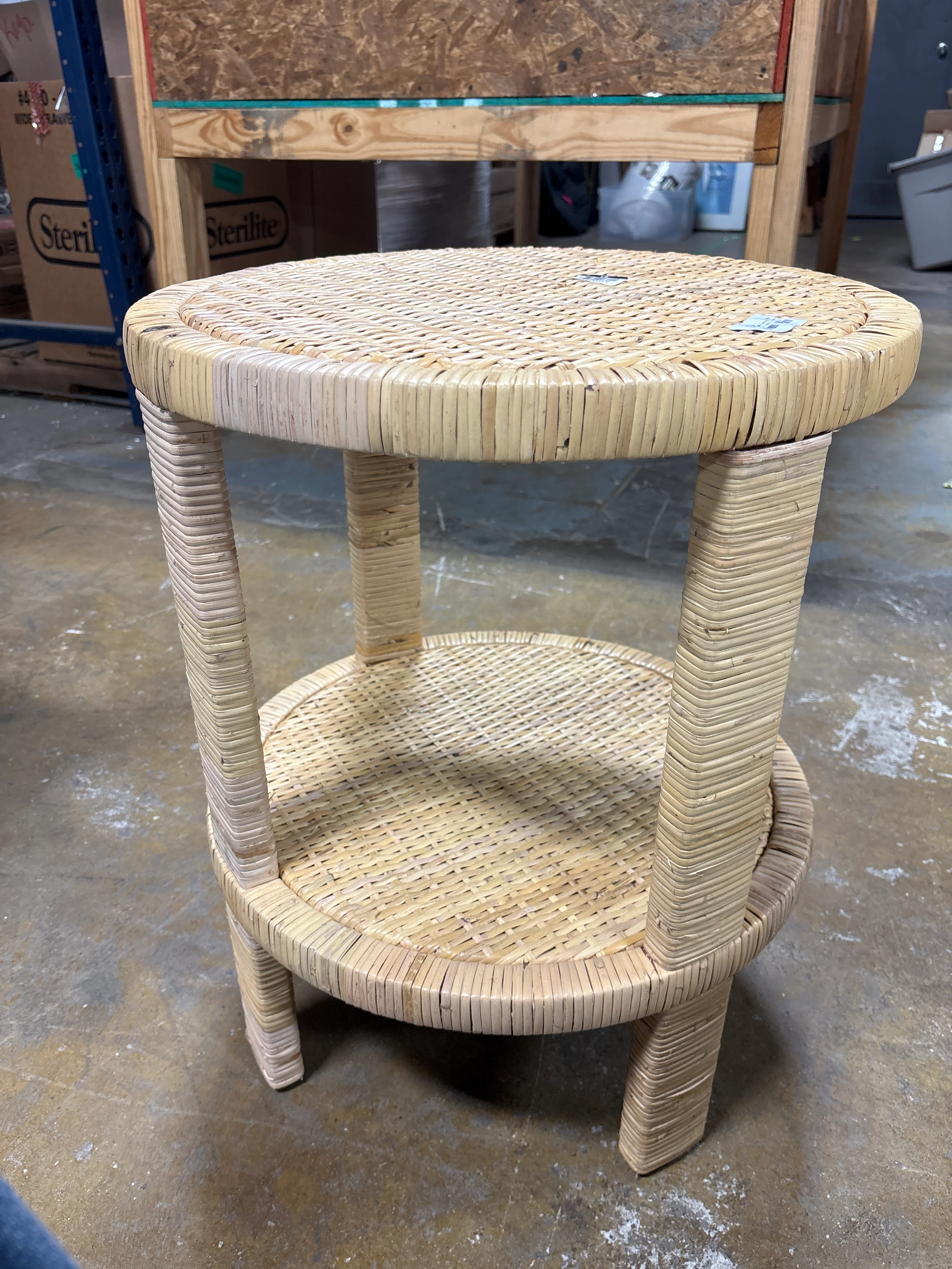 Costa Mesa Round Rattan Wrapped Accent Table - Tan SHOWROOM ITEM - Image 2