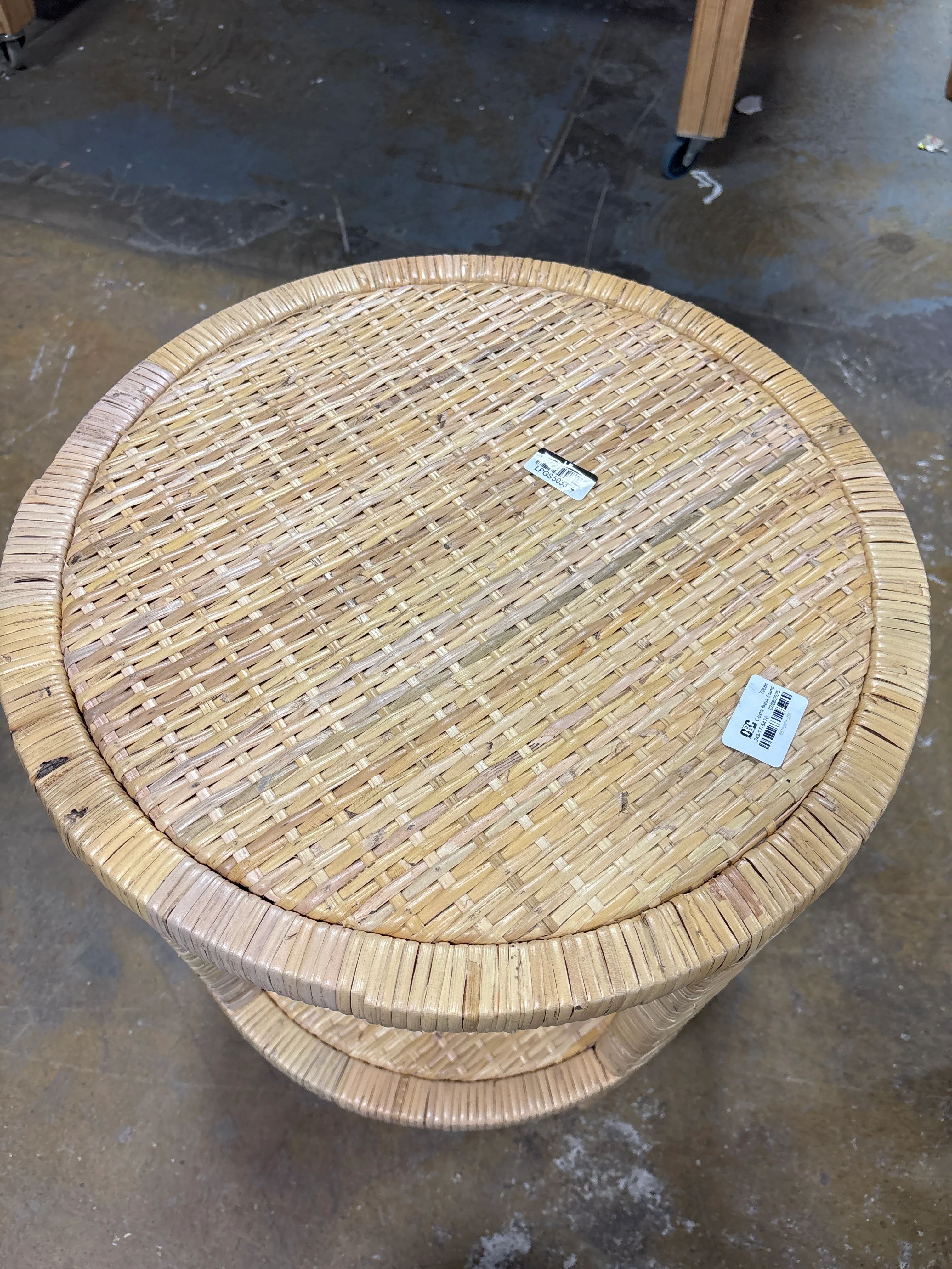 Costa Mesa Round Rattan Wrapped Accent Table - Tan SHOWROOM ITEM - Image 3
