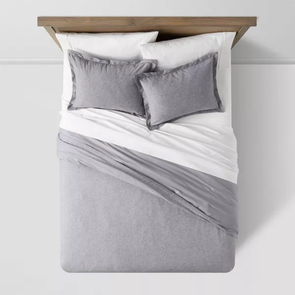 Cotton Linen Chambray Duvet Cover & Sham Set - King - Image 3