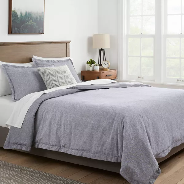 Cotton Linen Chambray Duvet Cover & Sham Set - King - Image 4