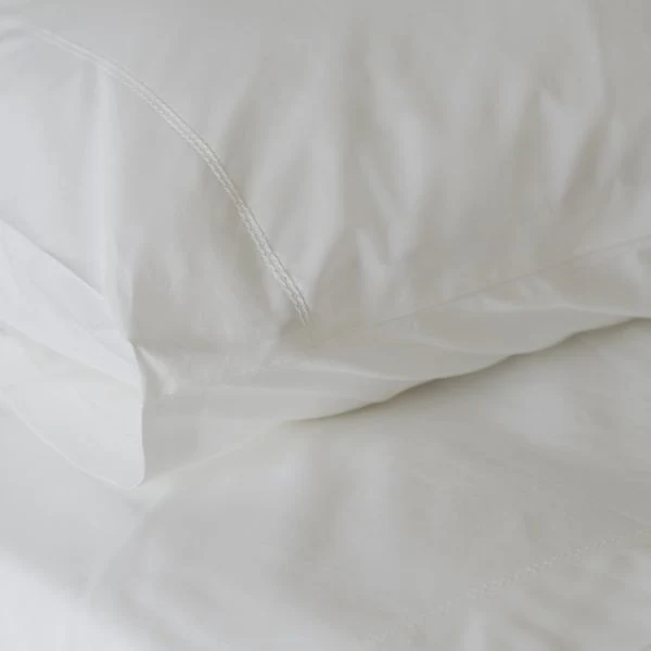 Cotton Percale Pillowcase (Pair) White Hemstitch King - Image 2