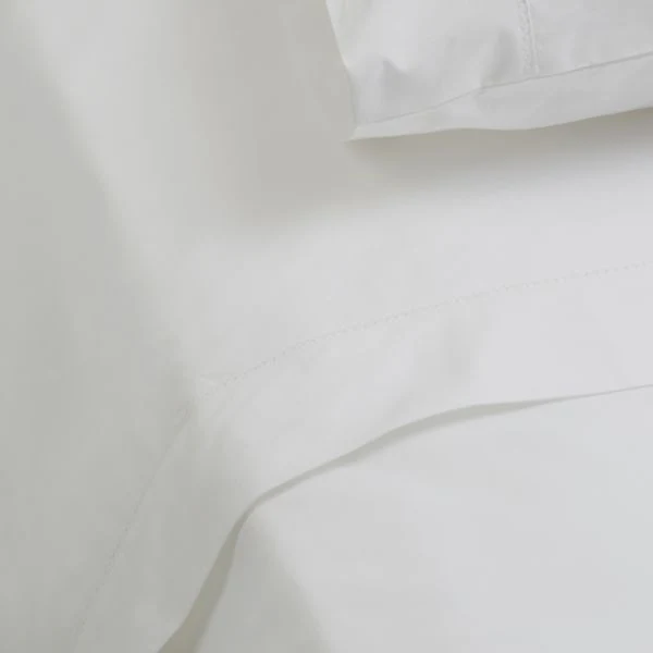 Cotton Percale Pillowcase (Pair) White Hemstitch King - Image 4