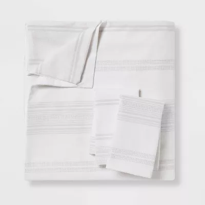 Cotton Woven Stripe Duvet Cover & Sham Set - King - Image 2