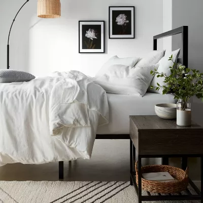 Cotton Woven Stripe Duvet Cover & Sham Set - King - Image 3
