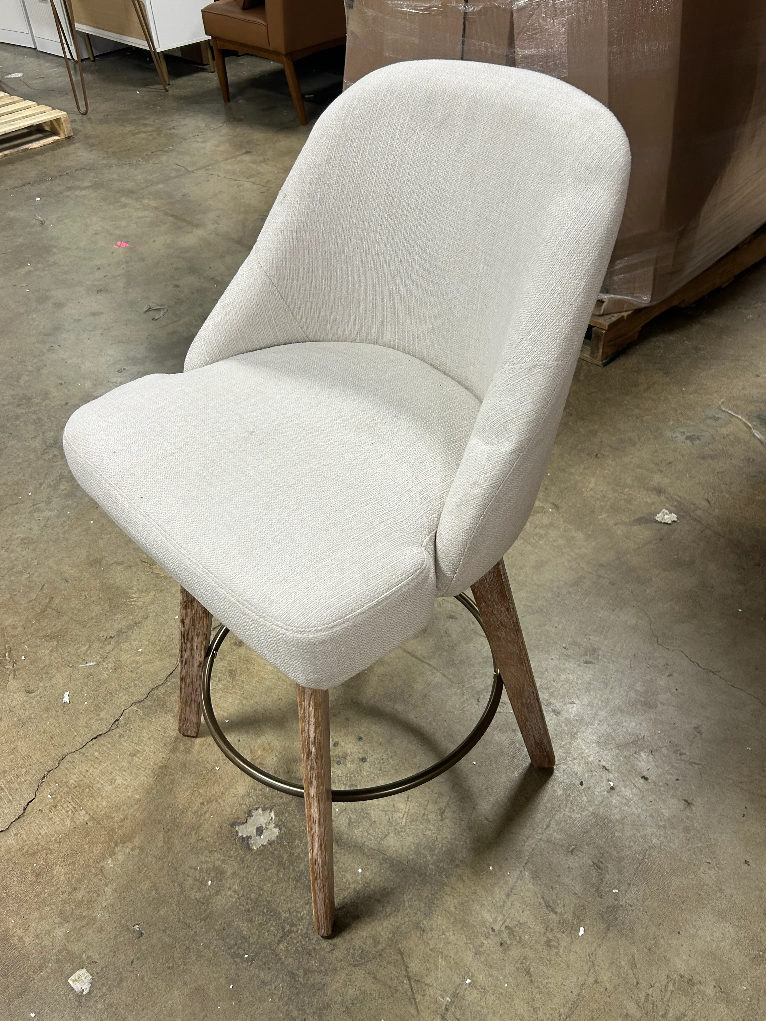 Counter Height Bar Stools, Modern Mid-Century, Off White - Image 6