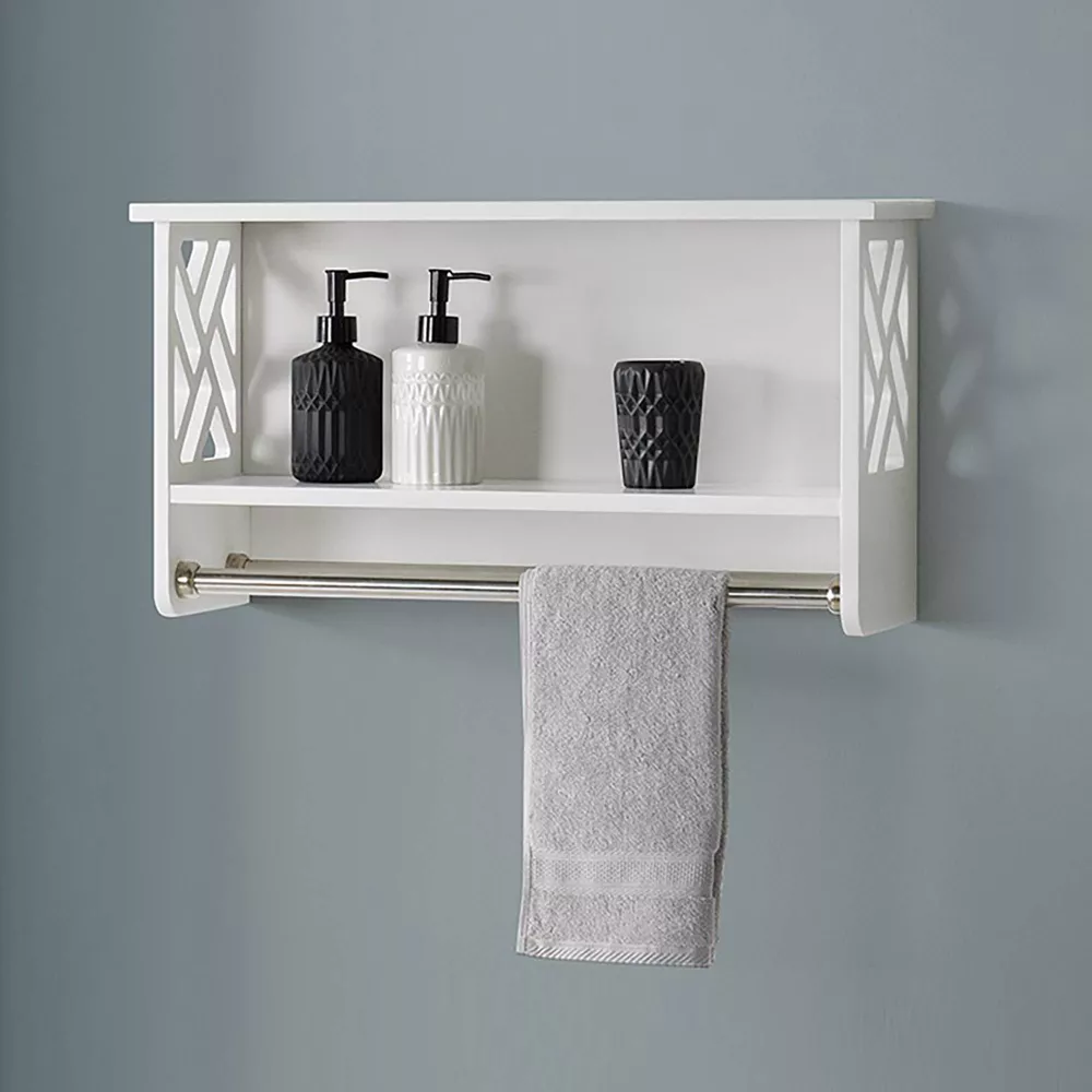 Coventry Bath Shelf with Two Towel Rods White - Image 5