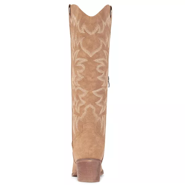 Cowboy Boots For Women Knee High Side Zipper Western Camel - Image 2