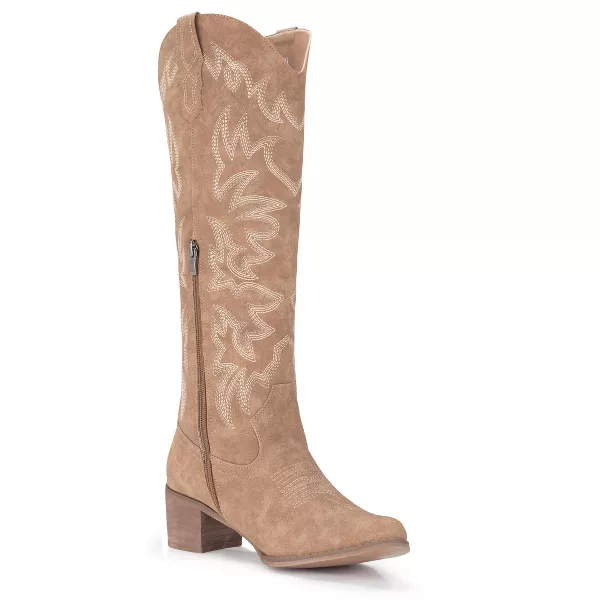 Cowboy Boots For Women Knee High Side Zipper Western Camel - Image 4