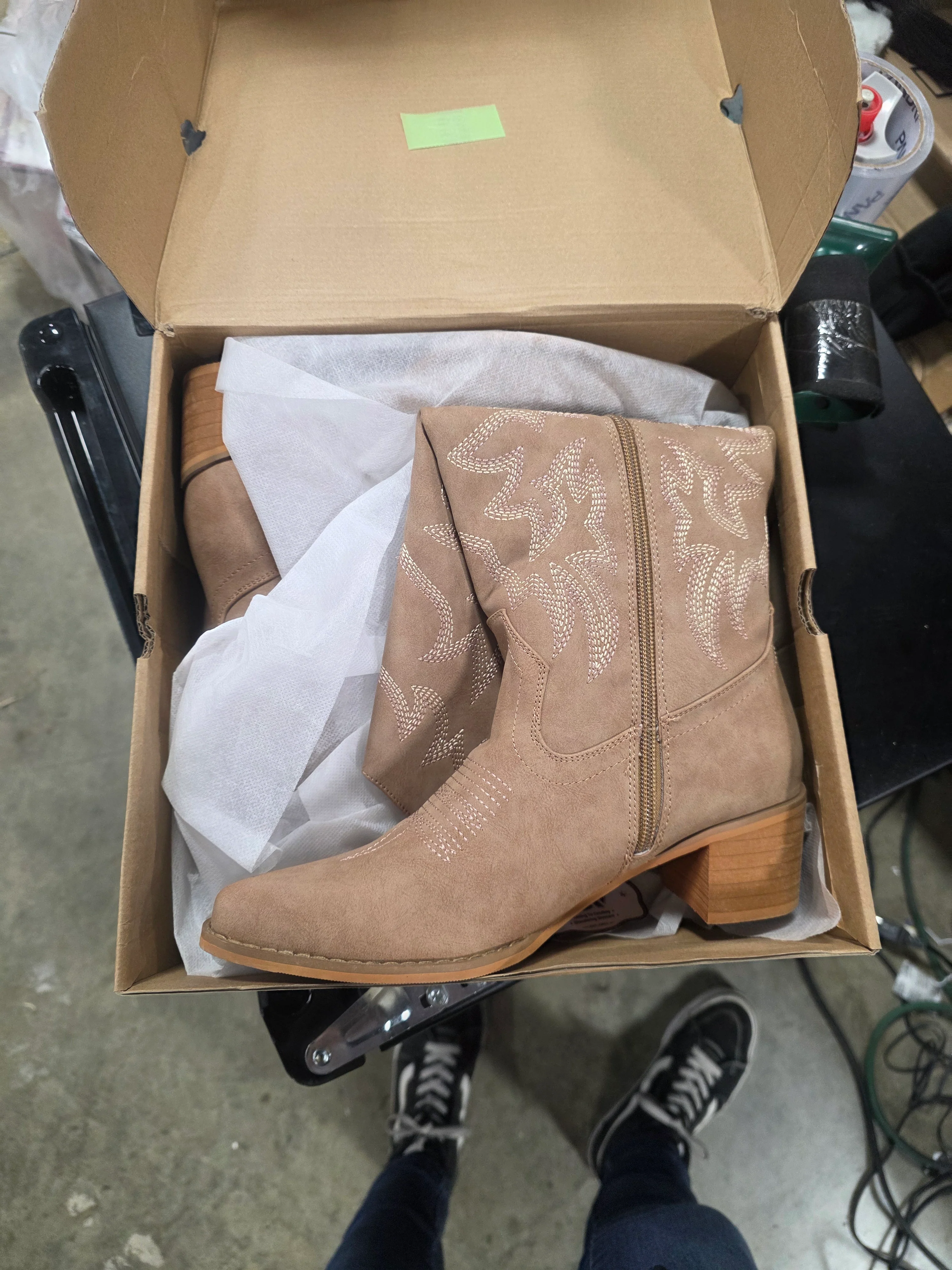Cowboy Boots For Women Knee High Side Zipper Western Camel - Image 8
