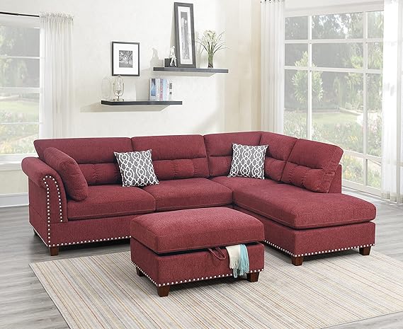 Cozy Modern Half Sectional,Paprika Red - Image 3