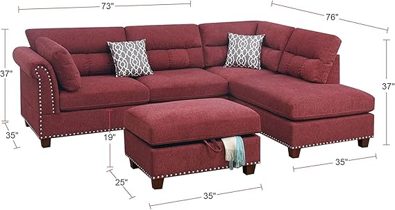 Cozy Modern Half Sectional,Paprika Red - Image 4