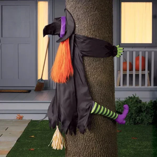 Large Crashing Funny Halloween Witch Weatherproof