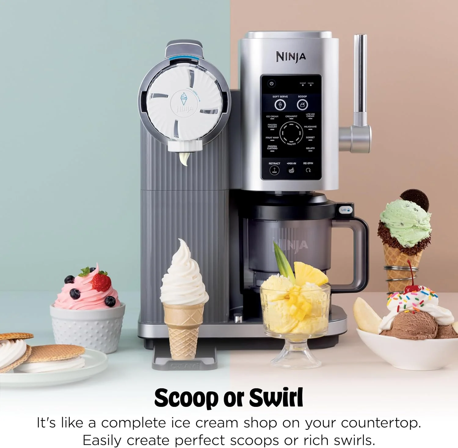 Ninja Scoop & Swirl Ice Cream Maker, Soft Serve Desserts, Sorbet, Milkshakes, Frozen Yogurt - Image 2