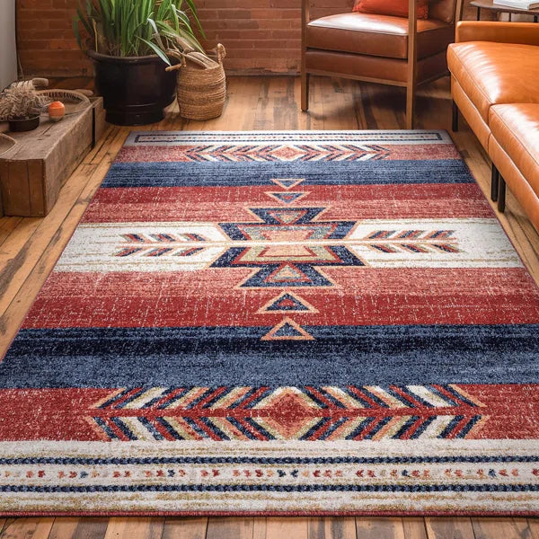 Crimson Southwestern Medallion Tribal Pattern Area Rug 7'10"x9'10" - Image 5