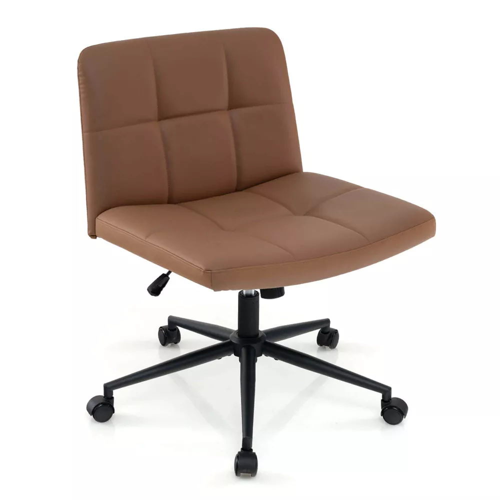Criss Cross Chair with Wheels Oversized U-shaped Seat Wheels Beige/Brown