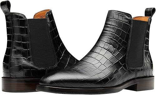 Crocodile Print Leather Business Casual Slip On Mens Formal Dress Boots - Image 2