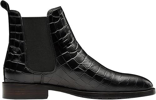 Crocodile Print Leather Business Casual Slip On Mens Formal Dress Boots - Image 3